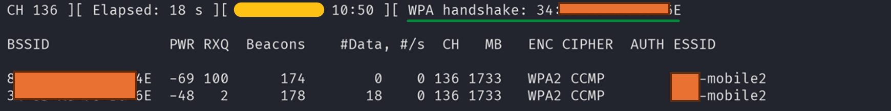 Capture handshake screenshot