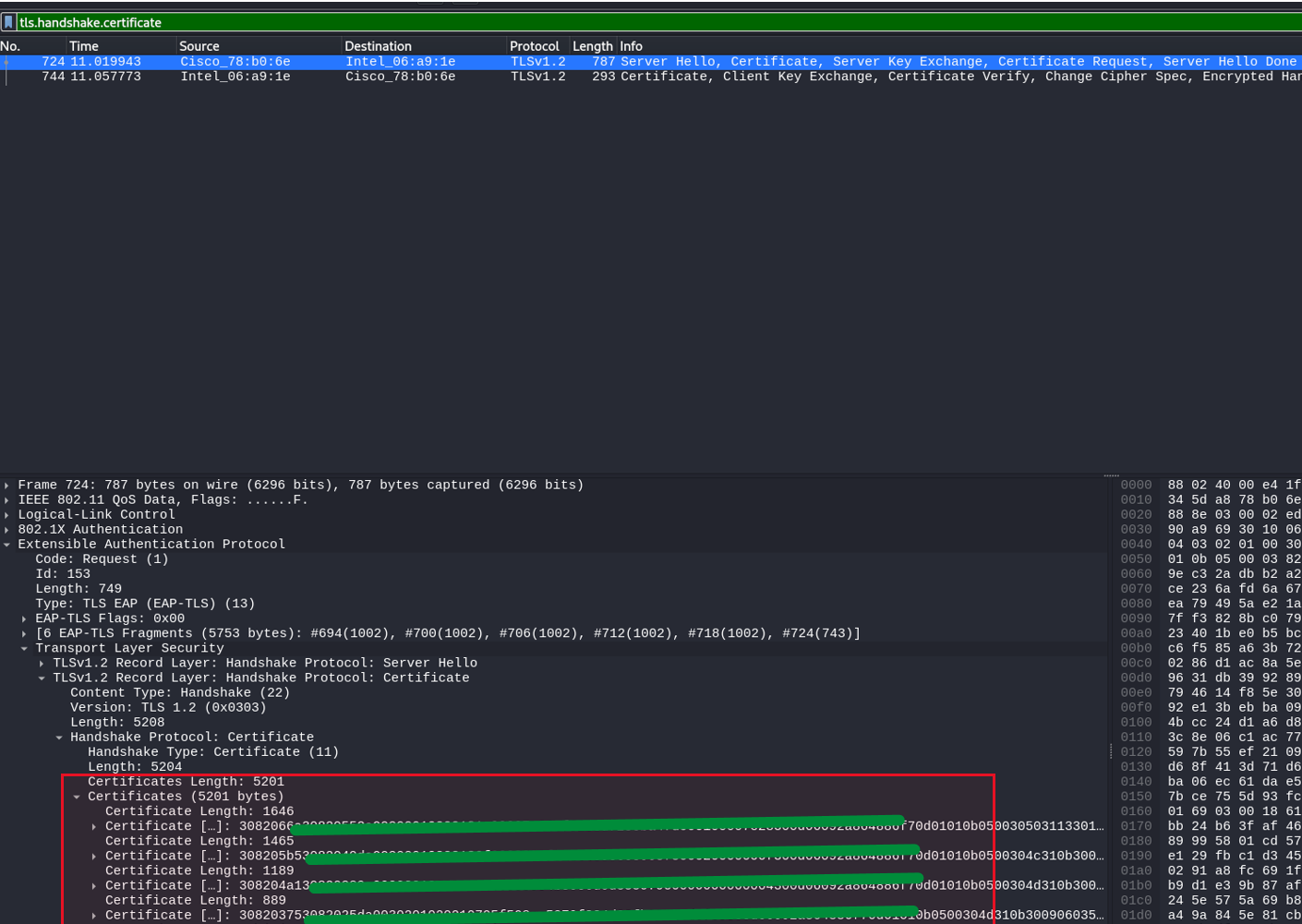 Wireshark certificate view