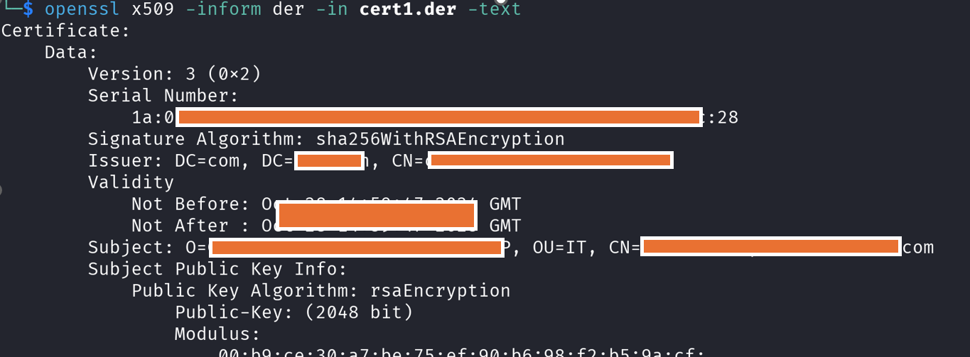 OpenSSL certificate output